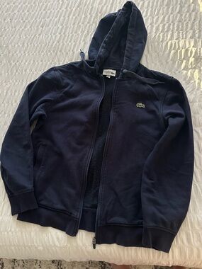 Lacoste men Dark Blue Hooded Zip Sweatshirt